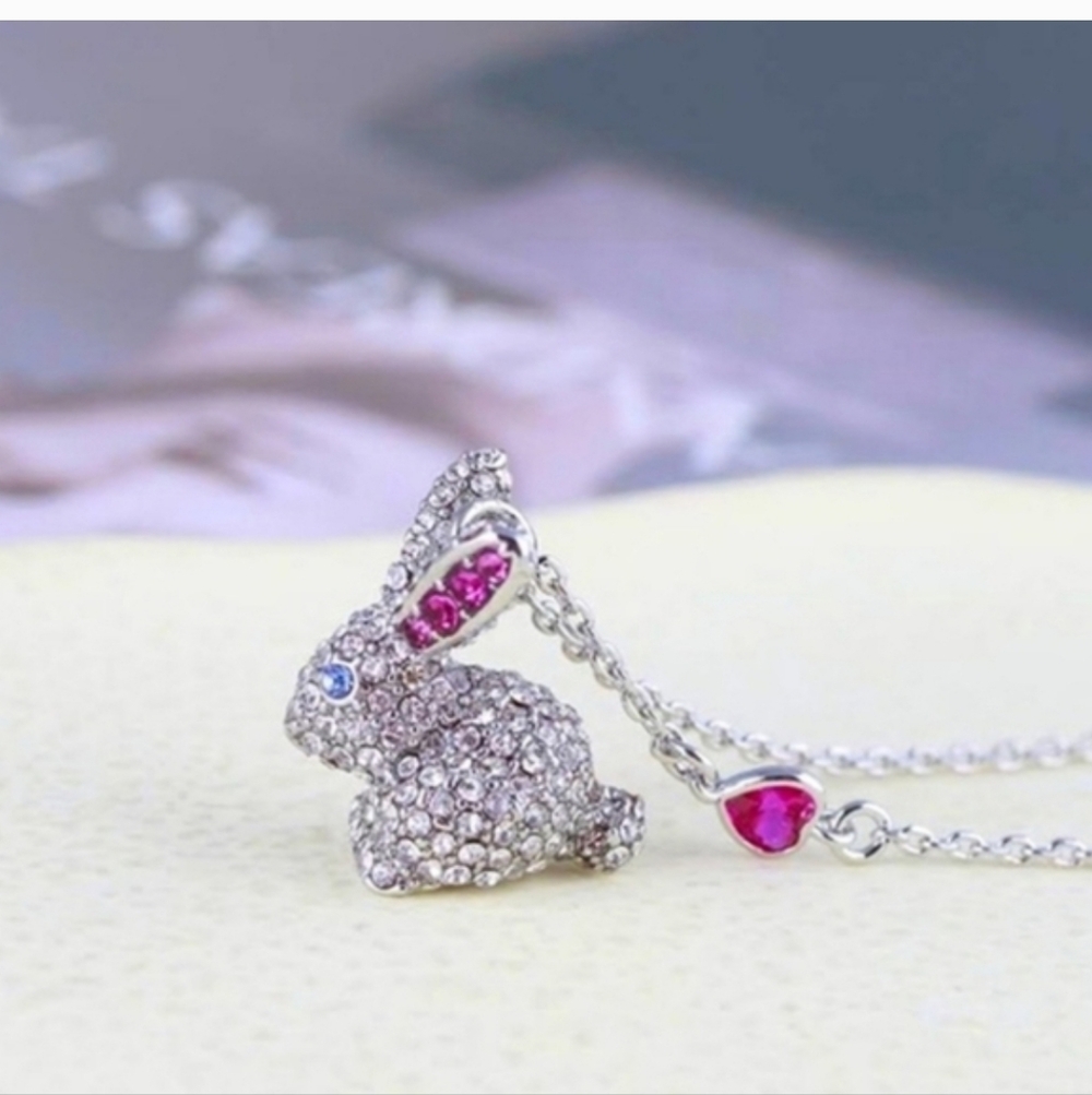 Kate Spade Silver Bunny Pendant Necklace with Pink Accents - Picture 5 of 9